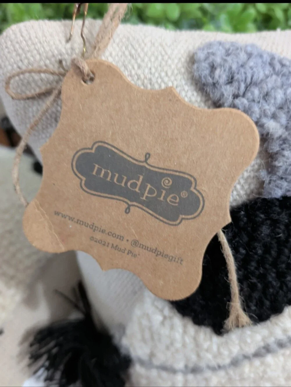 Mud Pie Mini Farm Hook Cow Pillow Set of 2